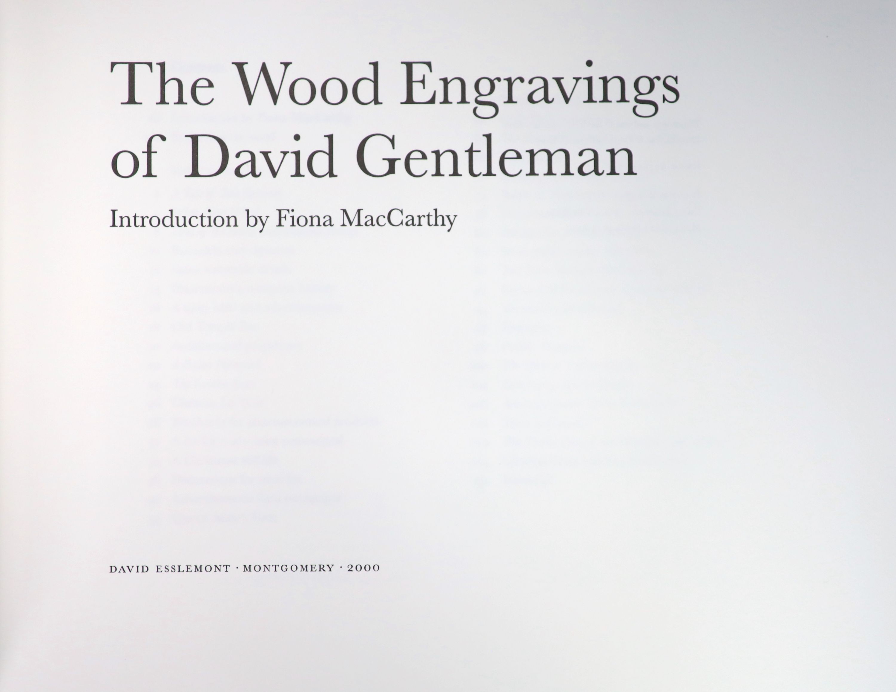 Gentleman, David - The Wood Engravings of David Gentleman, oblong folio, cloth, number 290 of 350, signed by the artist, introduction by Fiona MacCarthy, Montgomery, 2000, with slip case